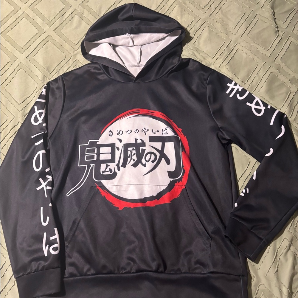 Black Anime Graphic Hoodie - demon slayer